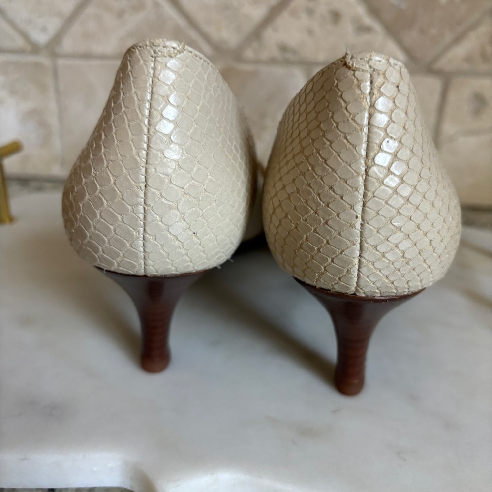 Cole Haan Snakeskin Open Toe Nike Air Cream Kitten Heels 6 - Picture 9 of 15